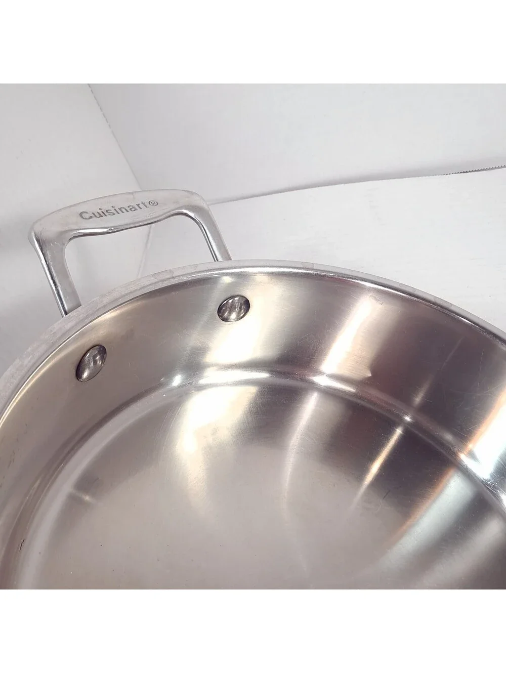 Cuisinart 3.5qt quarter Saute Pan Long Handle lid 18/10 Stainless Steel #733-24H